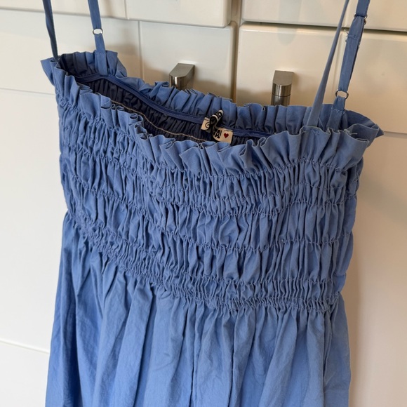 Ciao Lucia | 100% cotton Umbria Blue Smocked Tiered Sundress - Picture 3 of 8